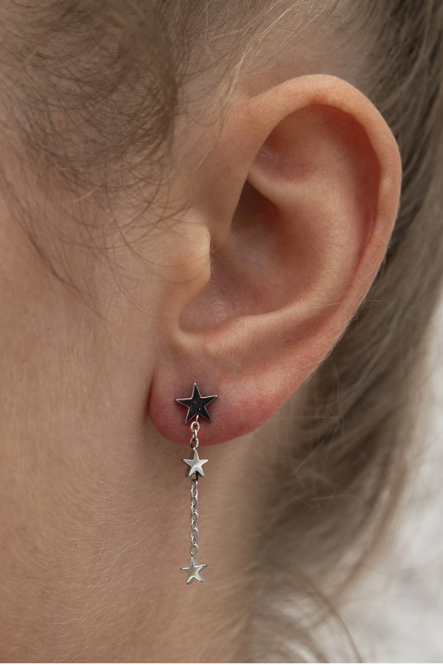 GLAM Silver Triple Star Drop