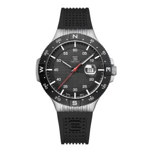 Glock Men's Stainless Steel Quartz Watch Silver & Black GW-15-1-22