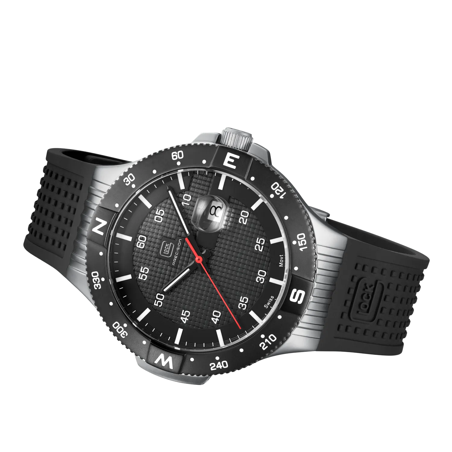 Glock Men's Stainless Steel Quartz Watch Silver & Black GW-15-1-22