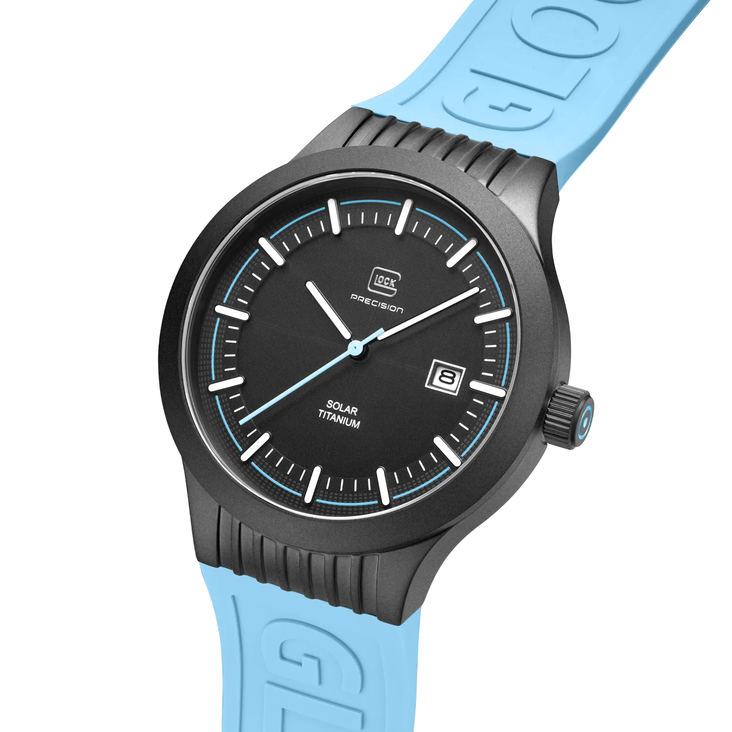Glock Men's Titanium Solar Watch Black/Light Blue GW-6-1-22