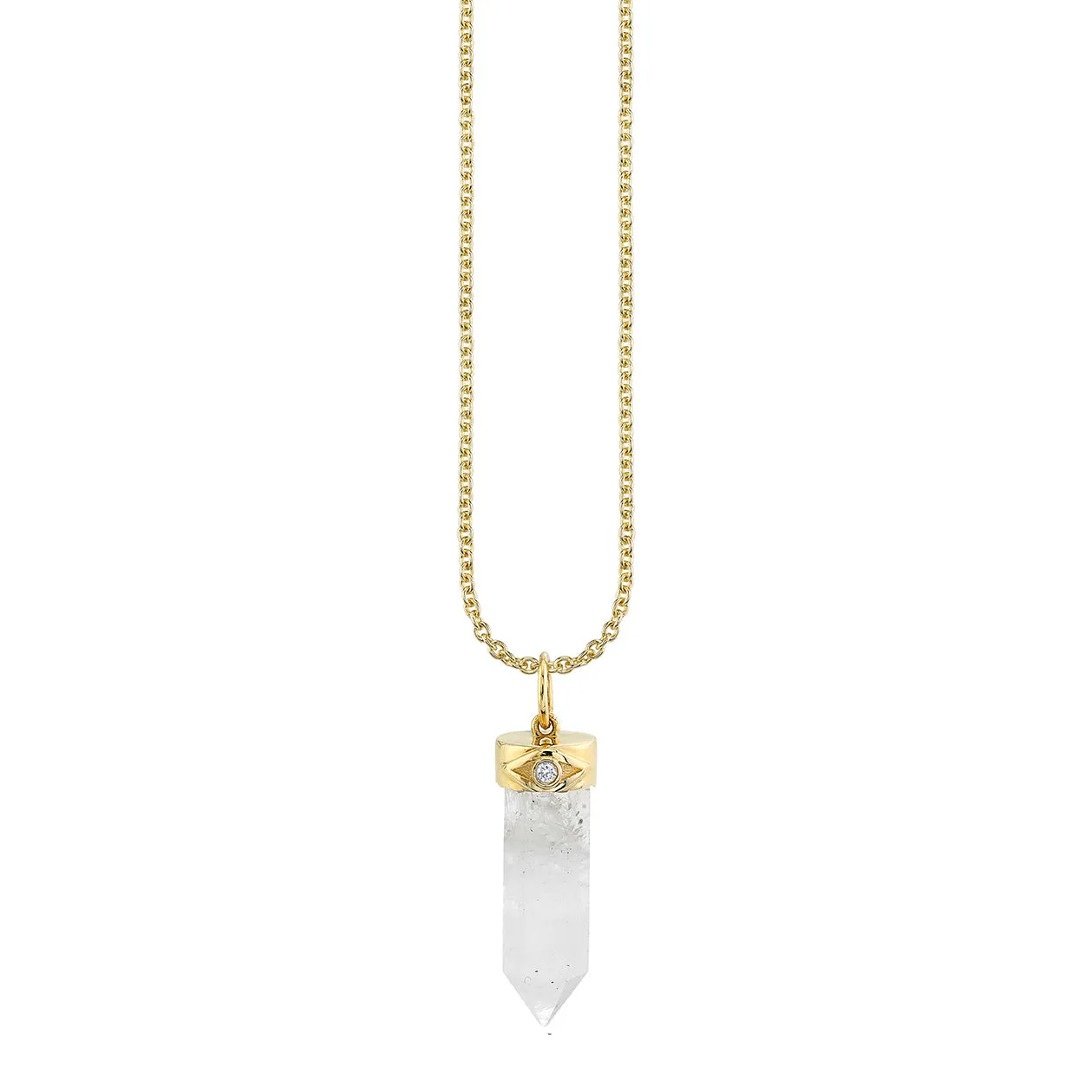 Gold & Diamond Long Carved Stone Charm