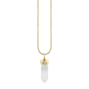 Gold & Diamond Long Carved Stone Charm