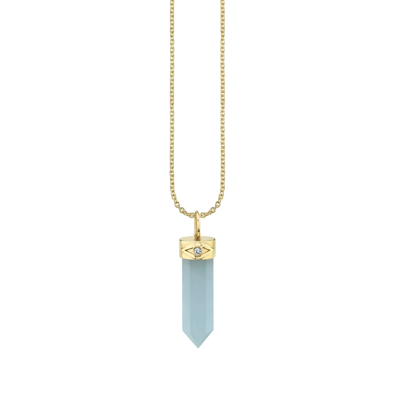 Gold & Diamond Long Carved Stone Charm