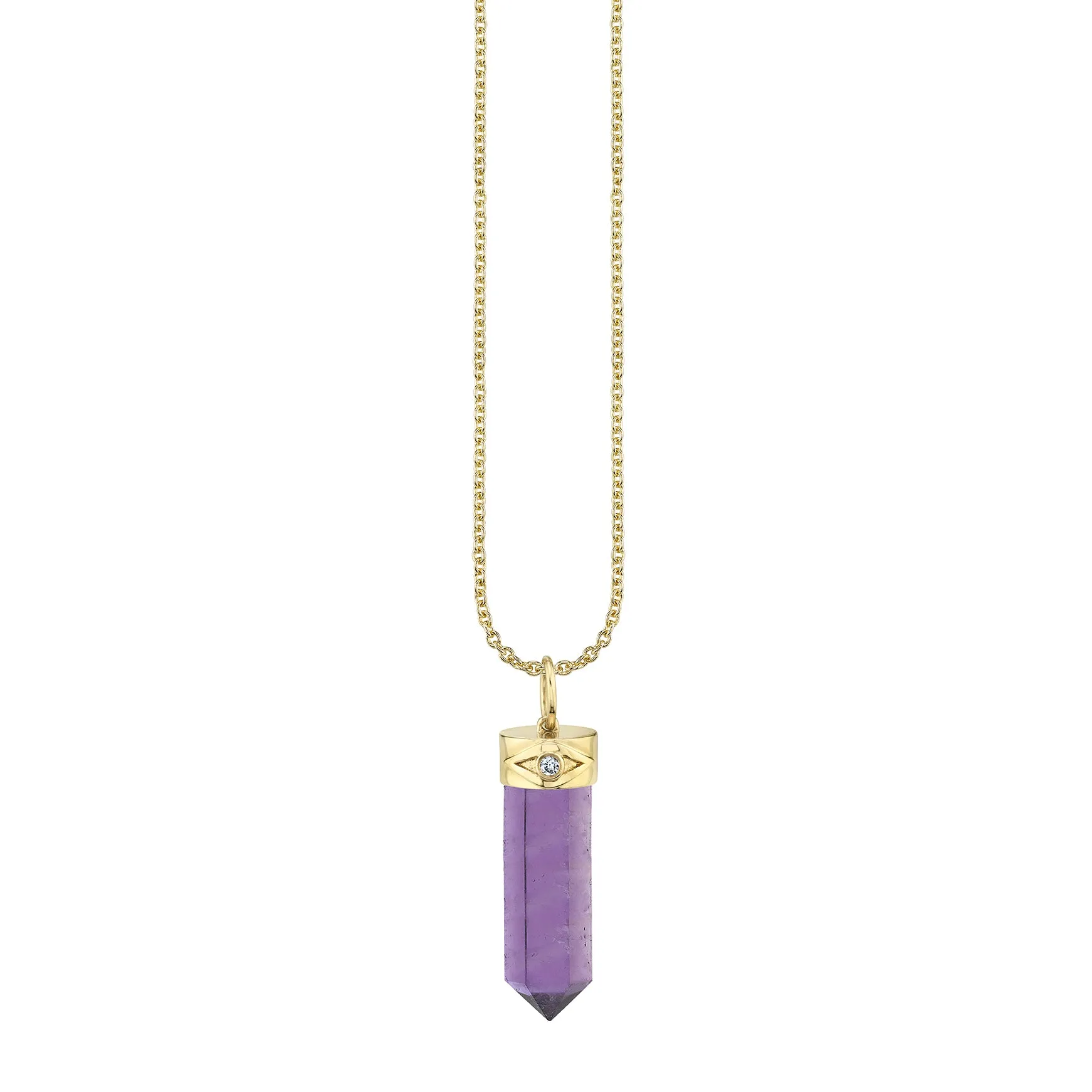 Gold & Diamond Long Carved Stone Charm
