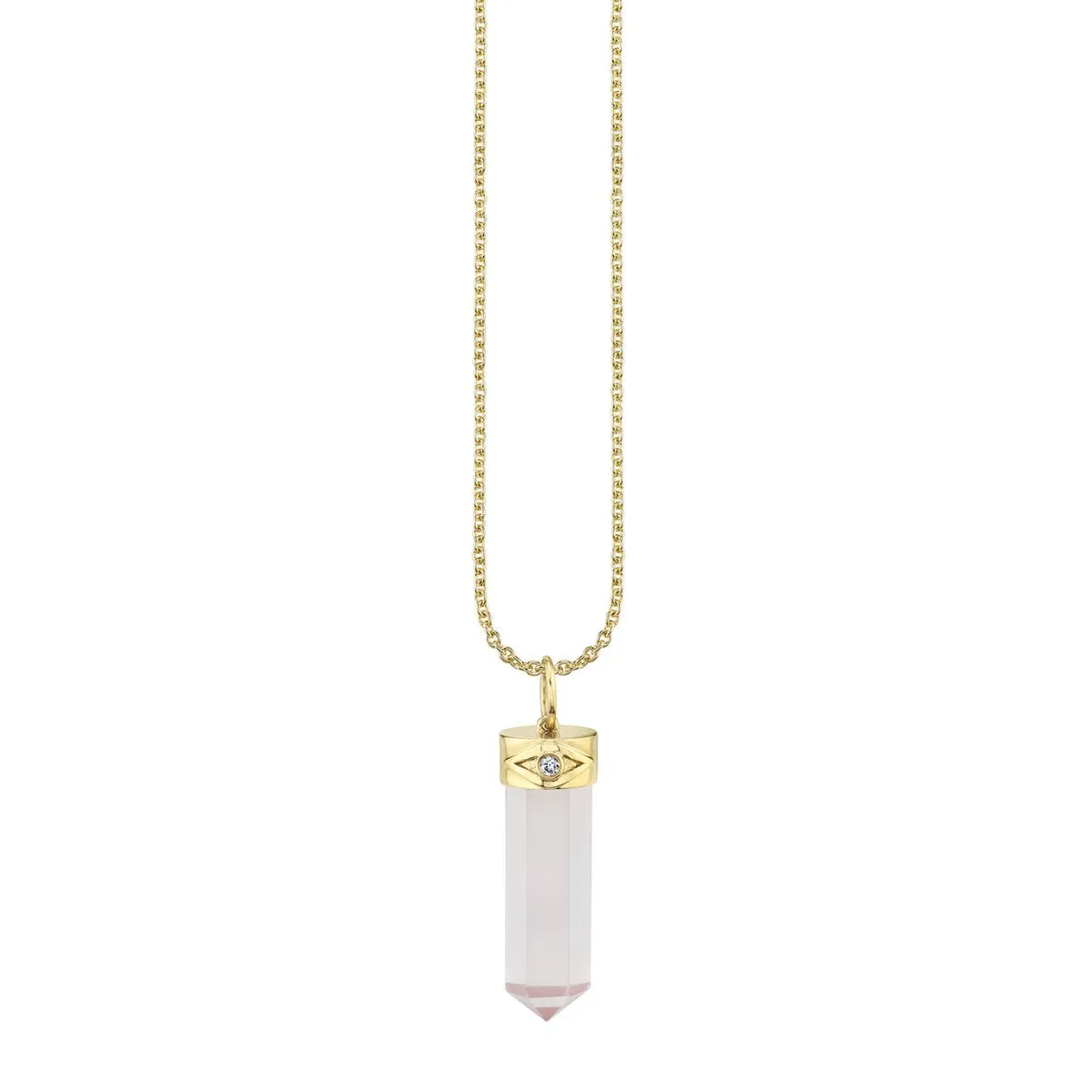 Gold & Diamond Long Carved Stone Charm