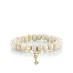 Gold & Diamond Love Script on Moonstone