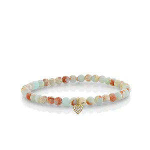 Gold & Diamond Mini Heart on Impression Jasper
