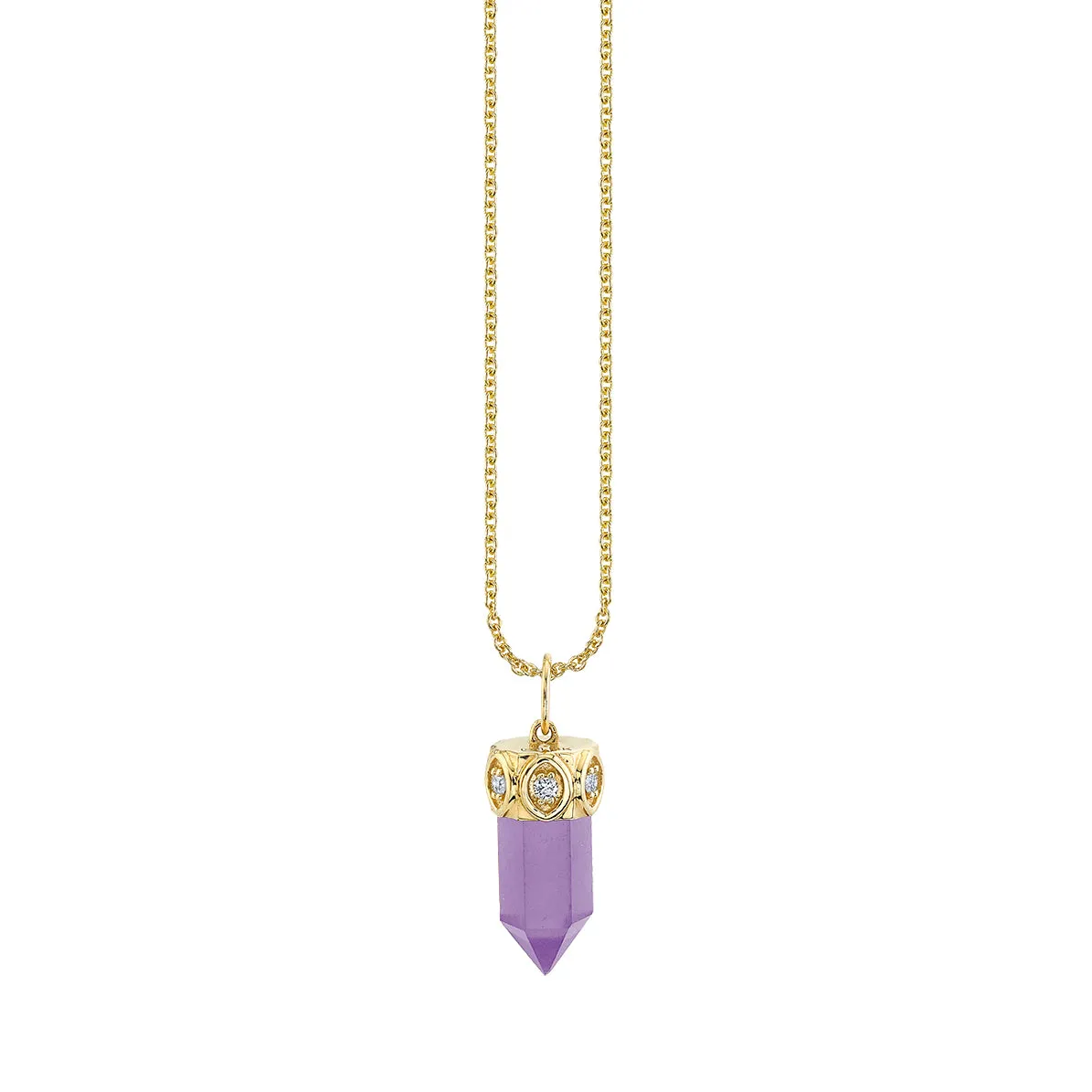 Gold & Diamond Short Carved Stone Charm