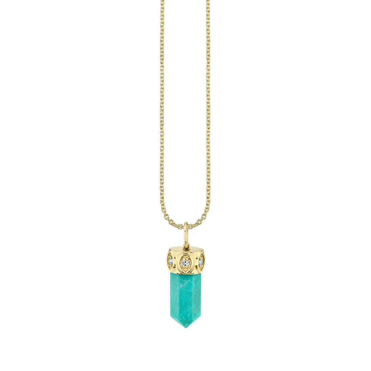 Gold & Diamond Short Carved Stone Charm