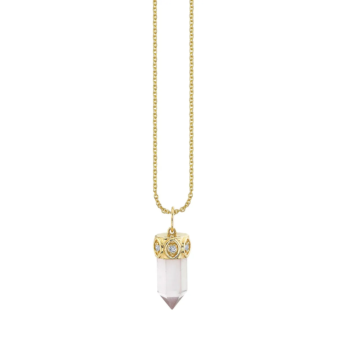 Gold & Diamond Short Carved Stone Charm