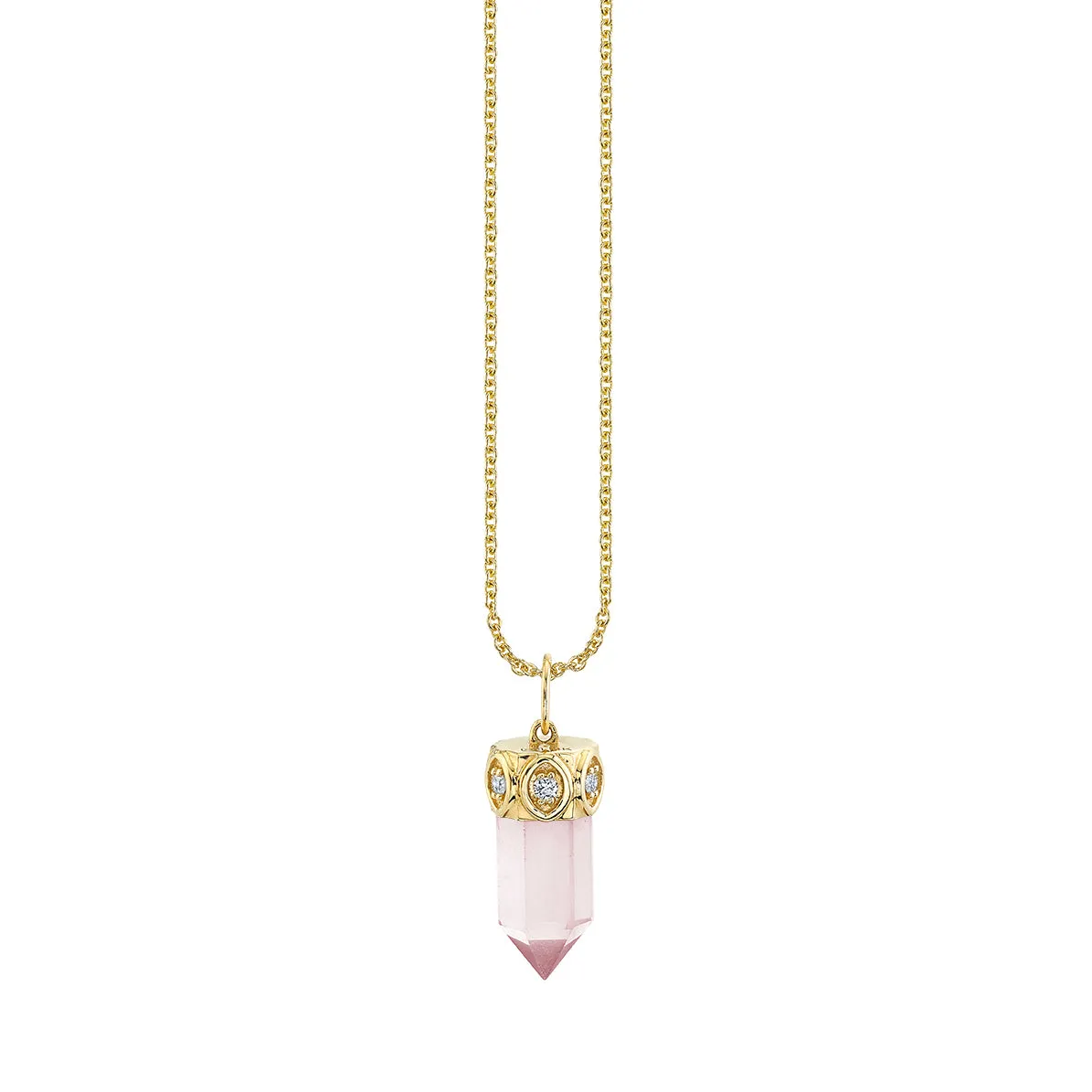 Gold & Diamond Short Carved Stone Charm
