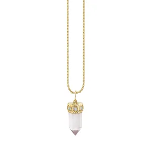 Gold & Diamond Short Carved Stone Charm