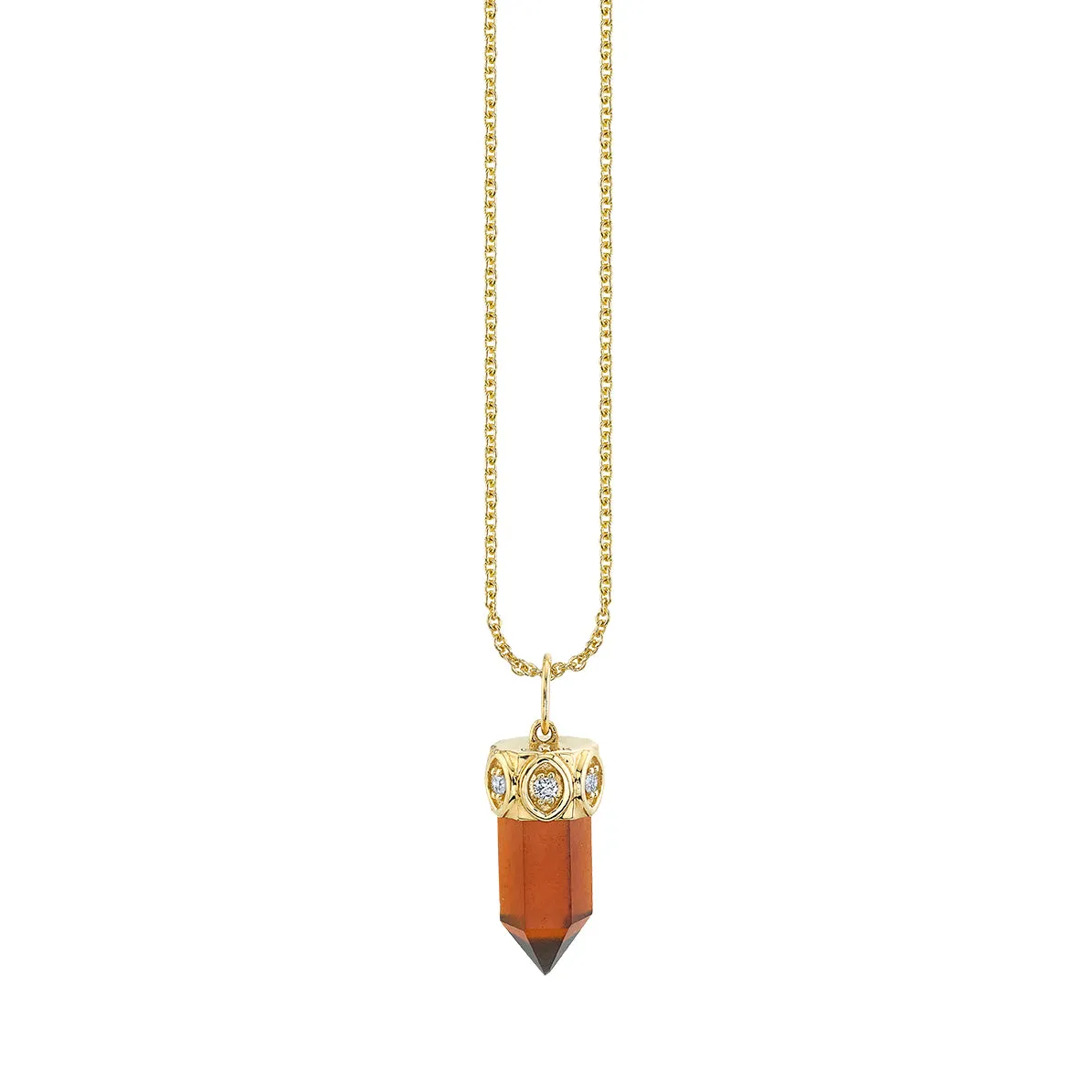 Gold & Diamond Short Carved Stone Charm