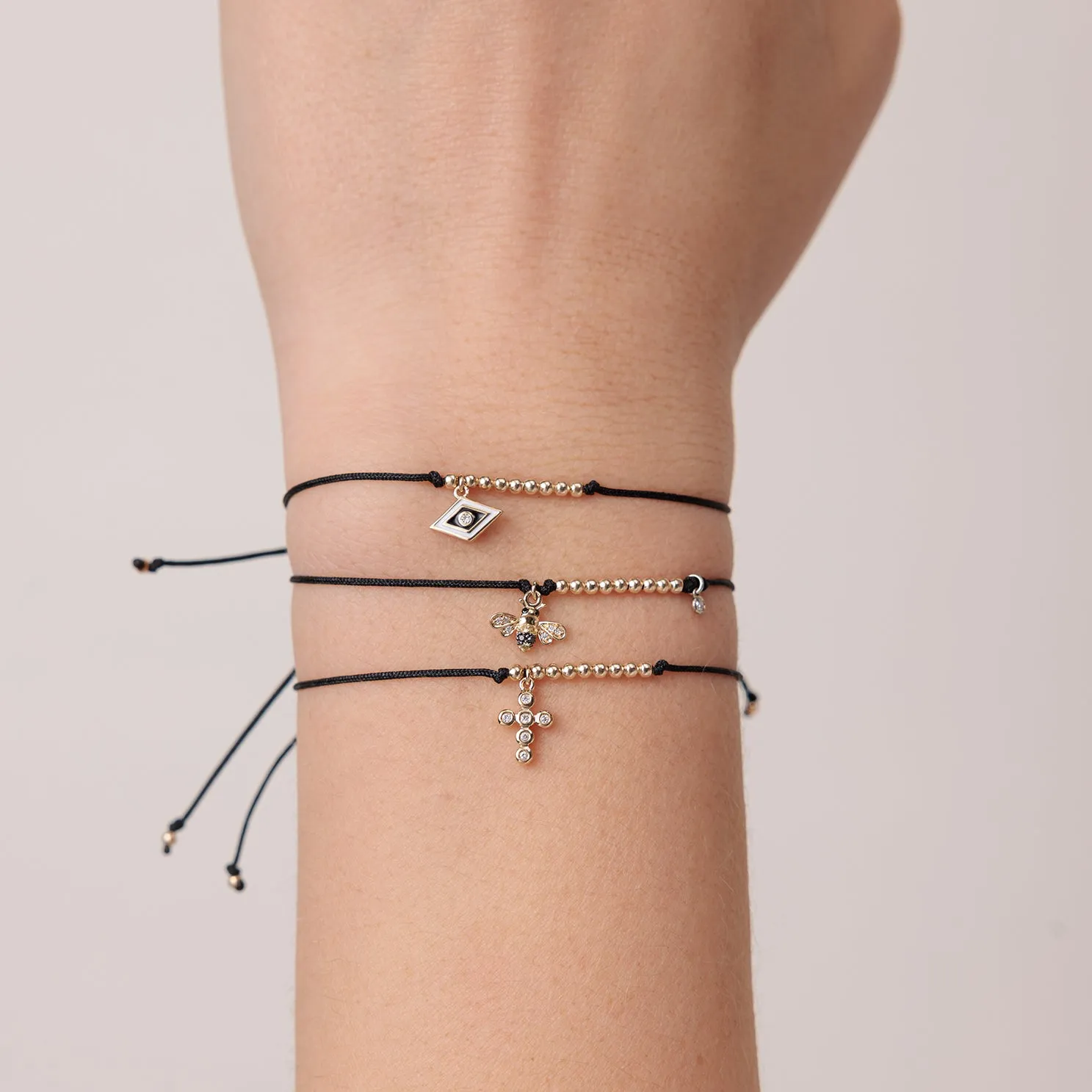Gold & Enamel Tiny Groovy Eye Cord Bracelet