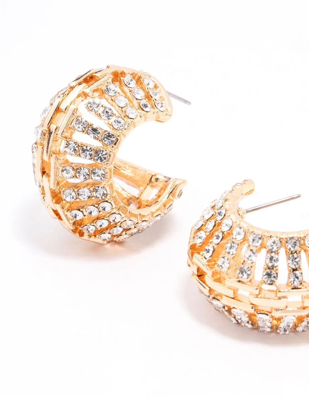 Gold Antique Diamante Small Drop Earrings