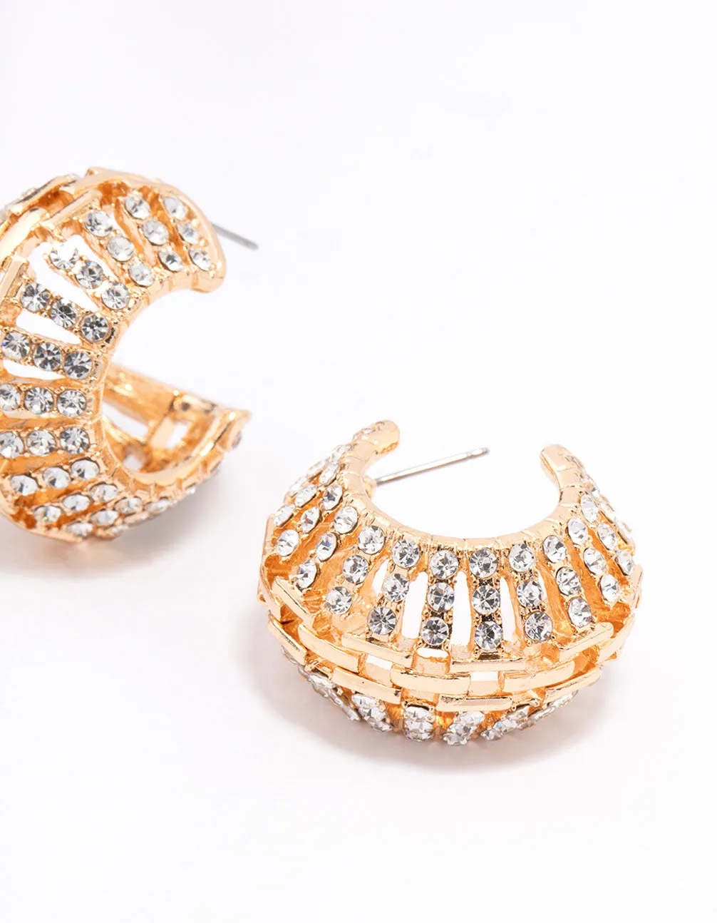 Gold Antique Diamante Small Drop Earrings