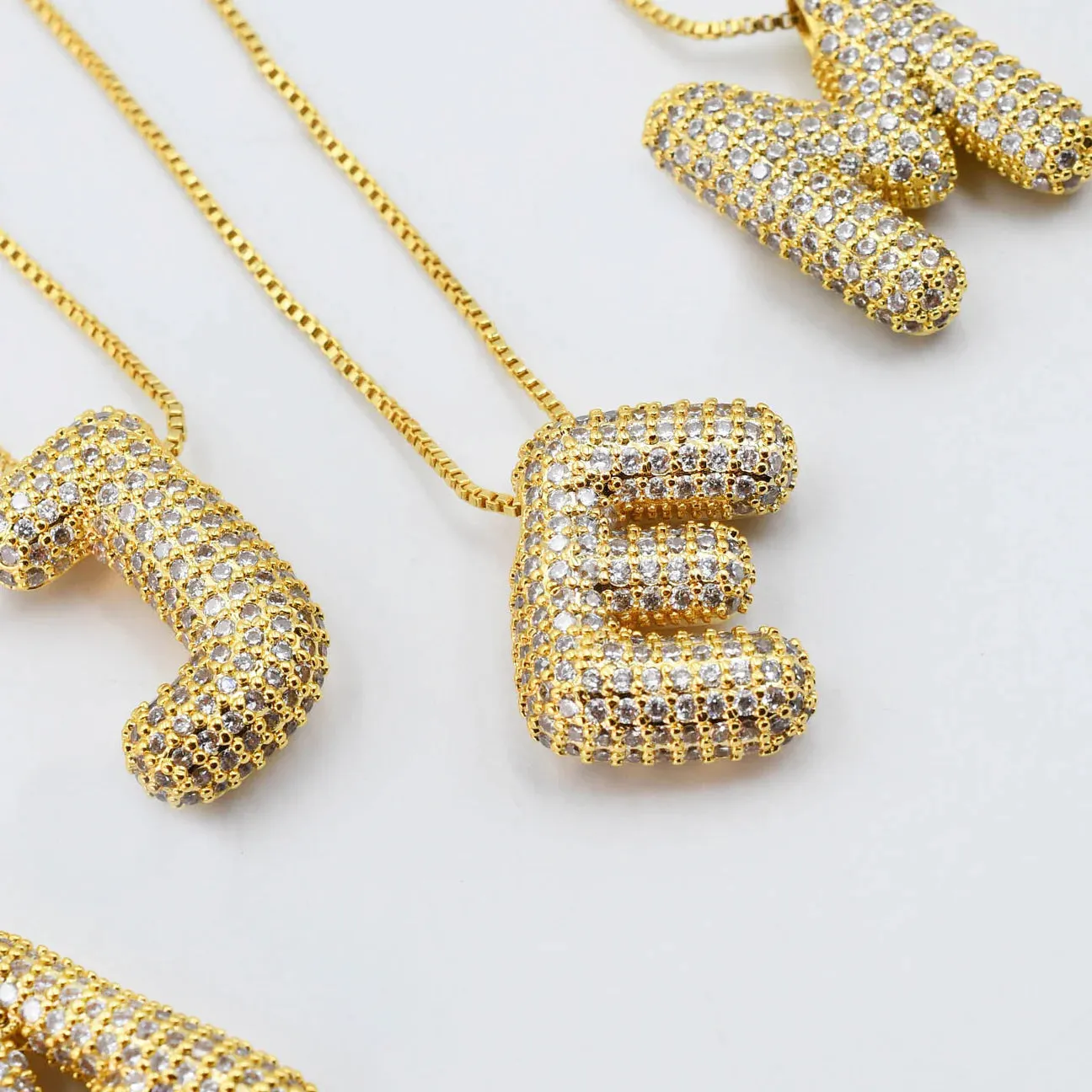Gold Crystal Balloon Initial Necklace