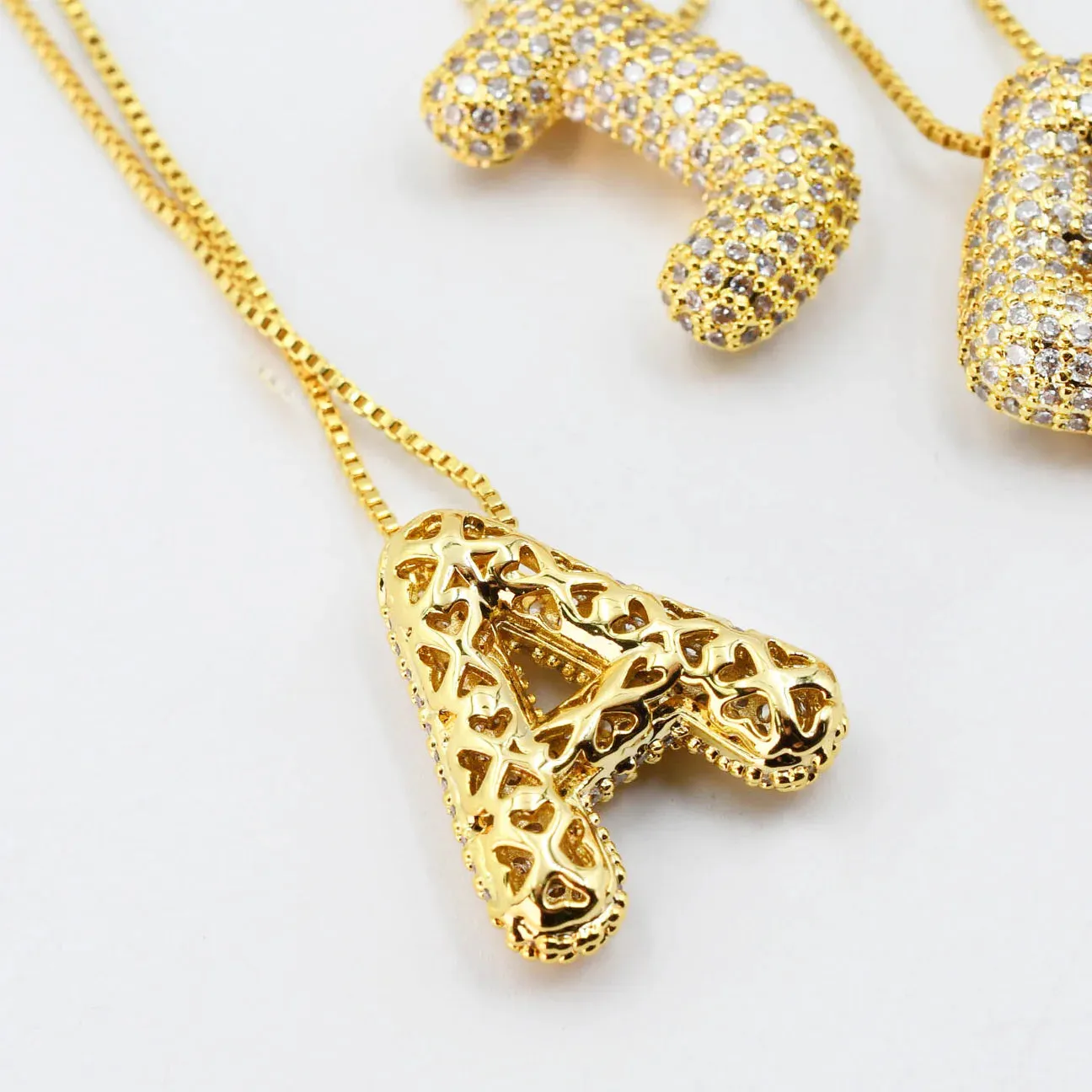 Gold Crystal Balloon Initial Necklace