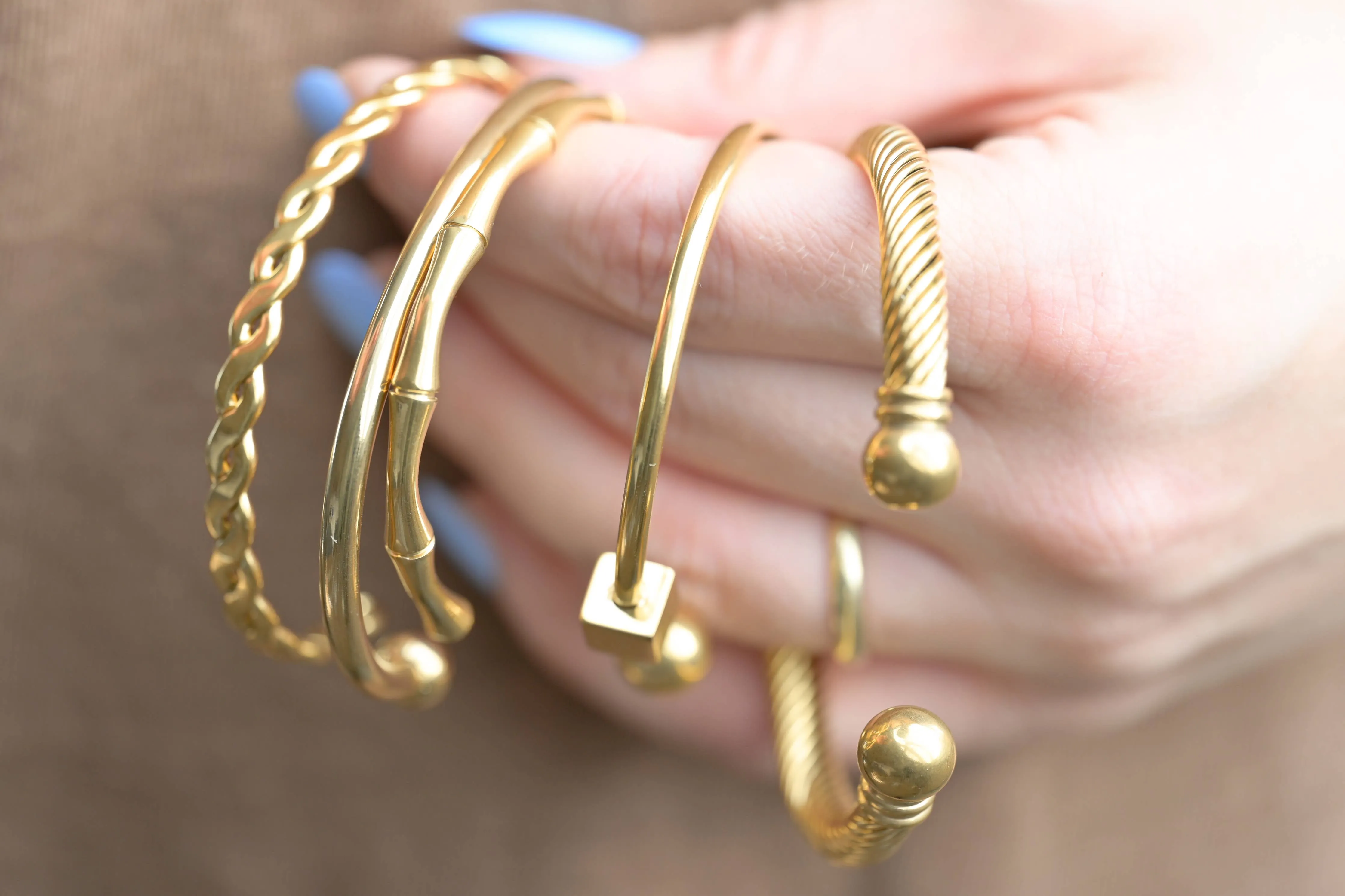 Gold Cuff Bracelet - Waterproof Bold Cuffs - Bangle Bracelet