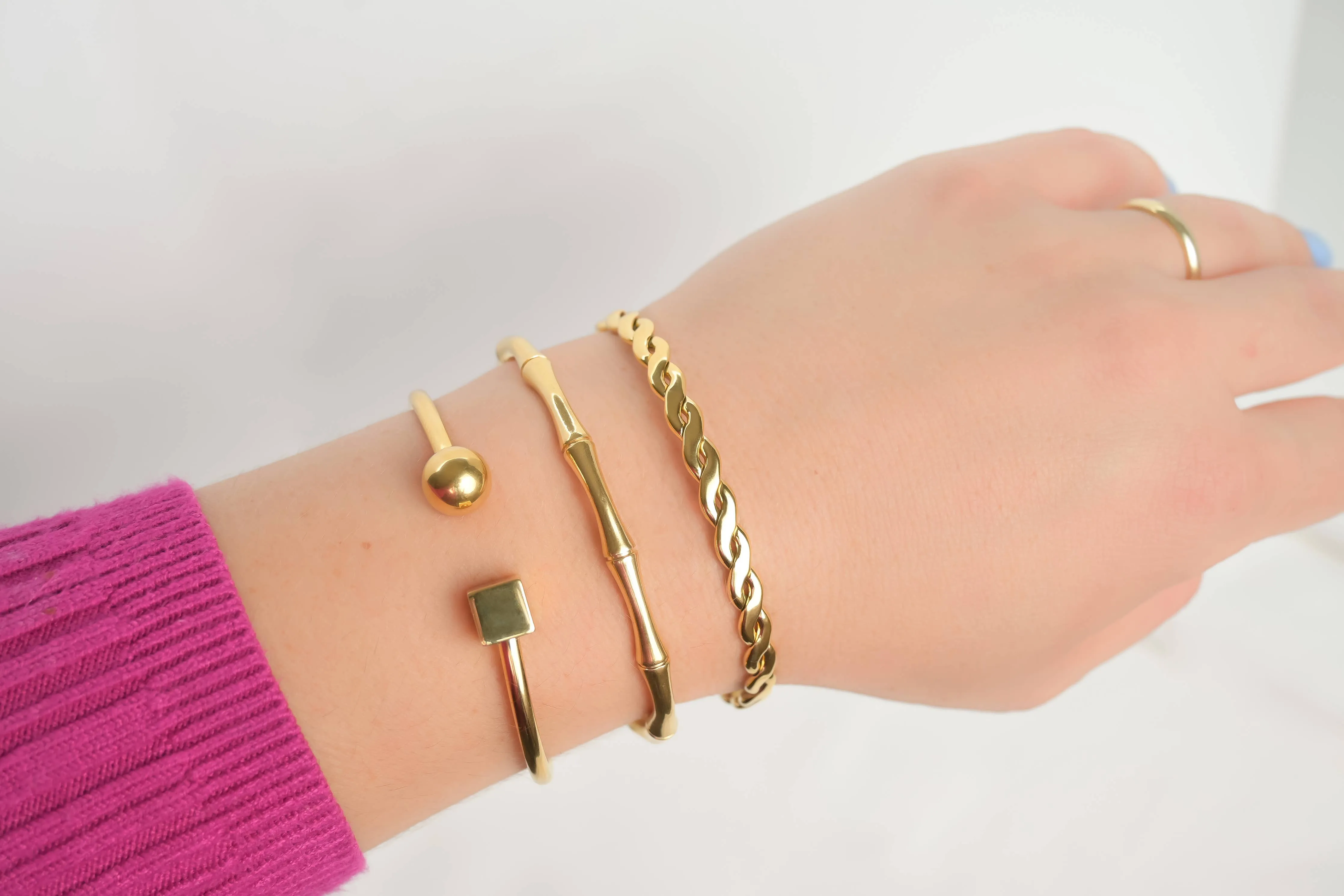 Gold Cuff Bracelet - Waterproof Bold Cuffs - Bangle Bracelet