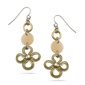 GOLD FLOWER MOP DROP  EARRINGS #294GS3101 (8B1/6F6)