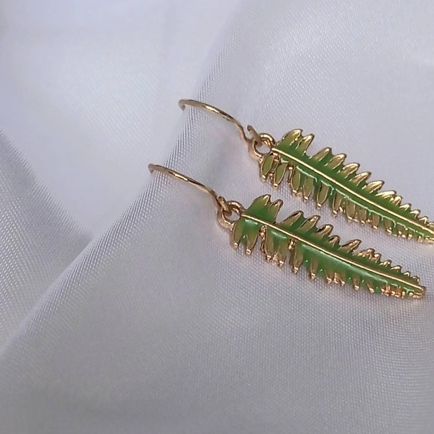 Gold Leaf Drop Earrings -  Green Leaf Earrings,Leaf Jewellery,Delicate Earrings,Small Gold Earrings In The UK,Gold Jewellery In The UK