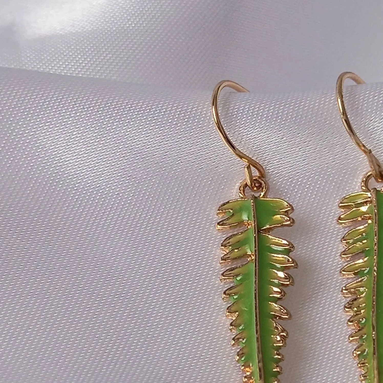 Gold Leaf Drop Earrings -  Green Leaf Earrings,Leaf Jewellery,Delicate Earrings,Small Gold Earrings In The UK,Gold Jewellery In The UK