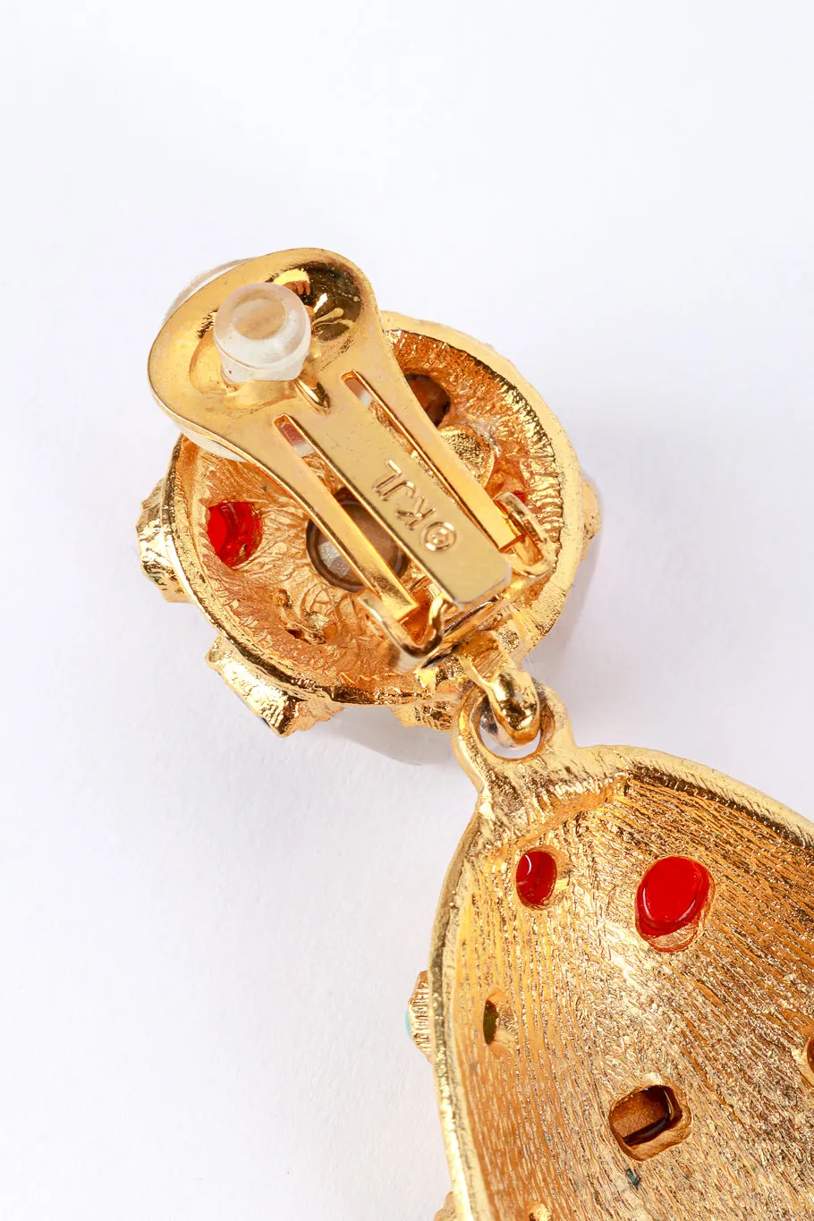 Gold Multi Cabochon Egg Drop Earrings