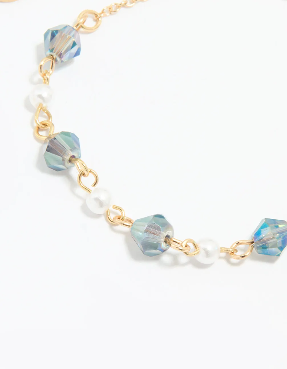 Gold Pearl Heart Beaded Bracelets 3-Pack