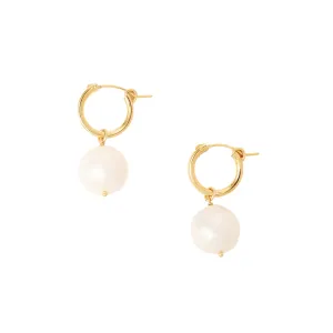 Gold Plated Hoops with Pearl Drop