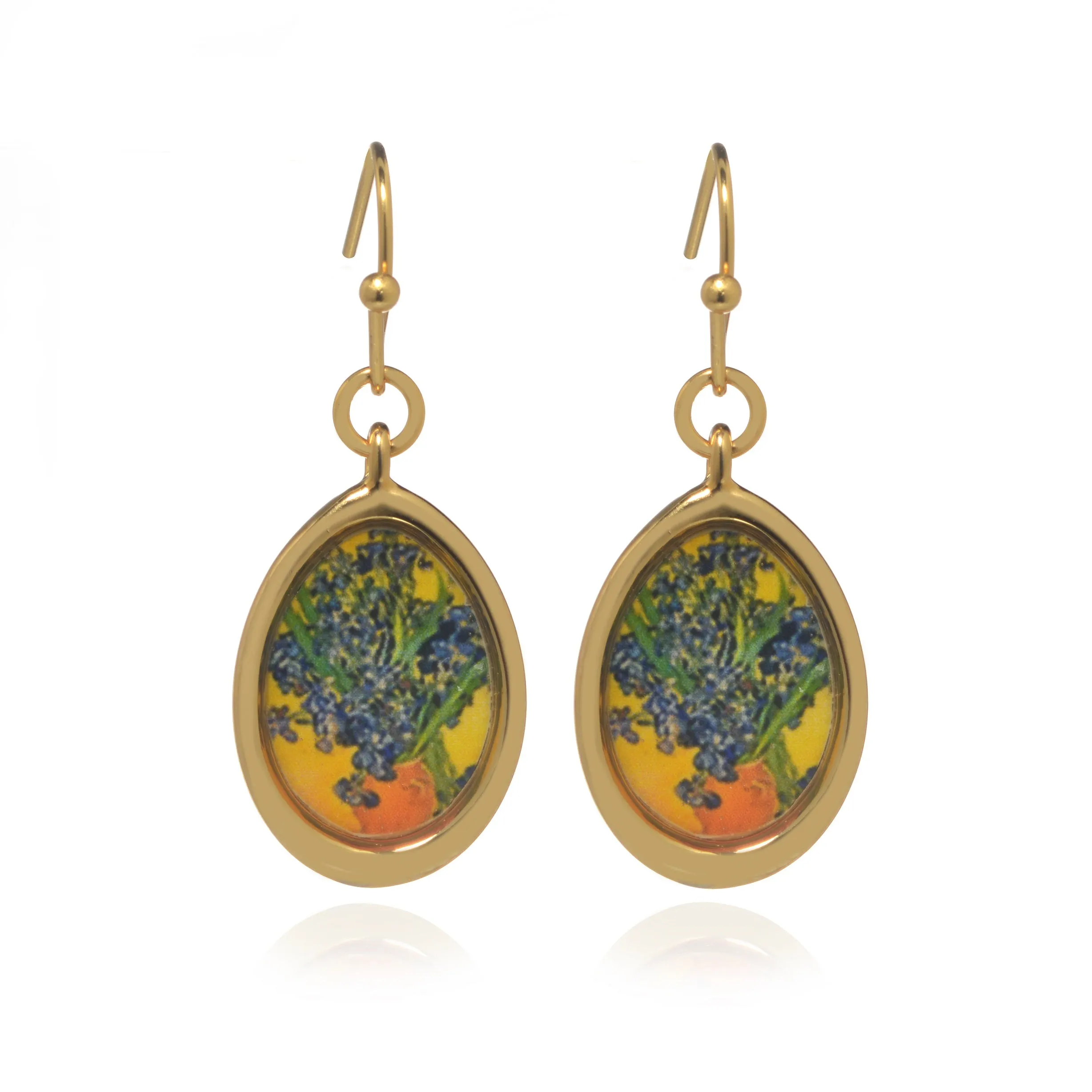 Gold Plated Small Irises Fish Wire Drop Earring