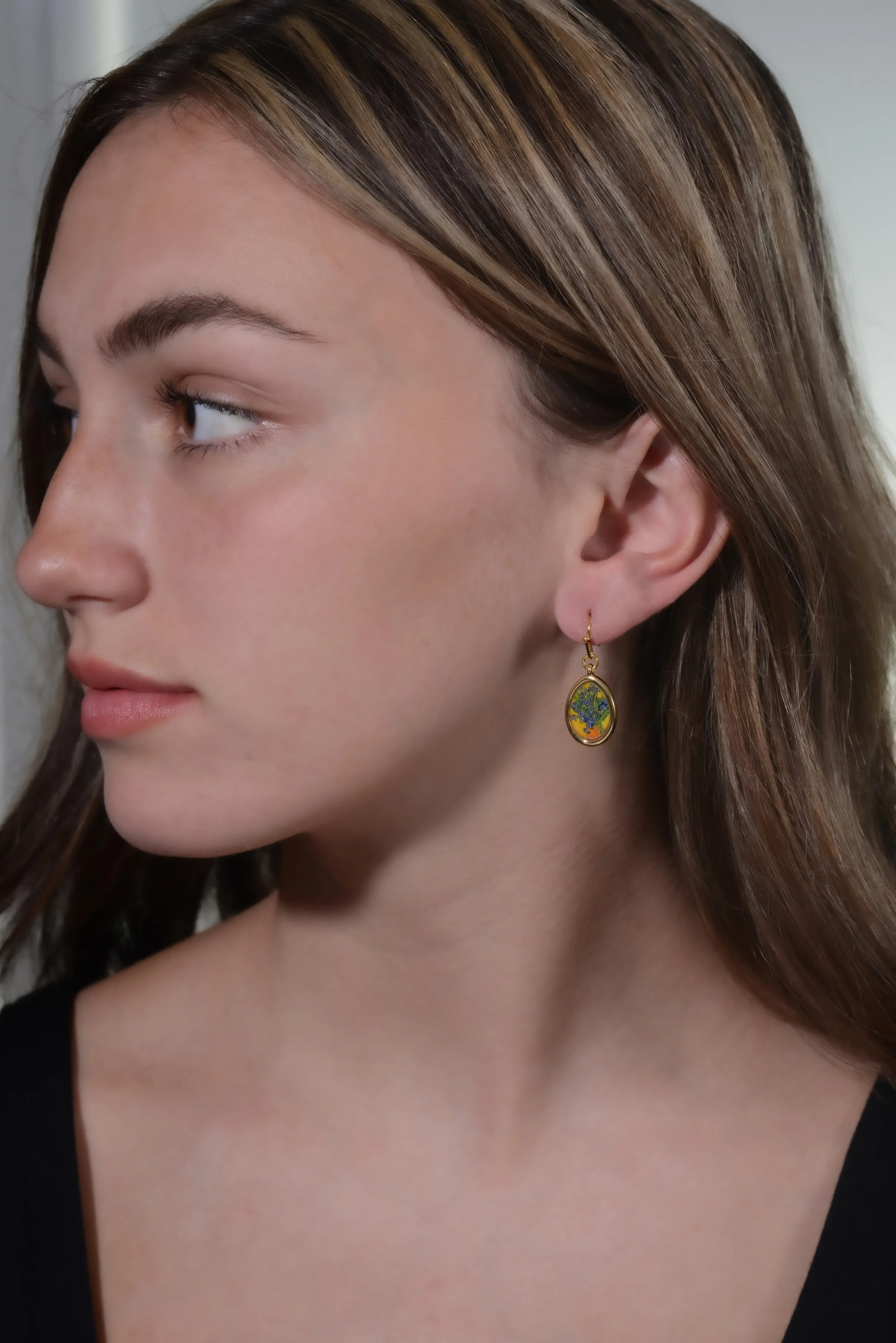 Gold Plated Small Irises Fish Wire Drop Earring