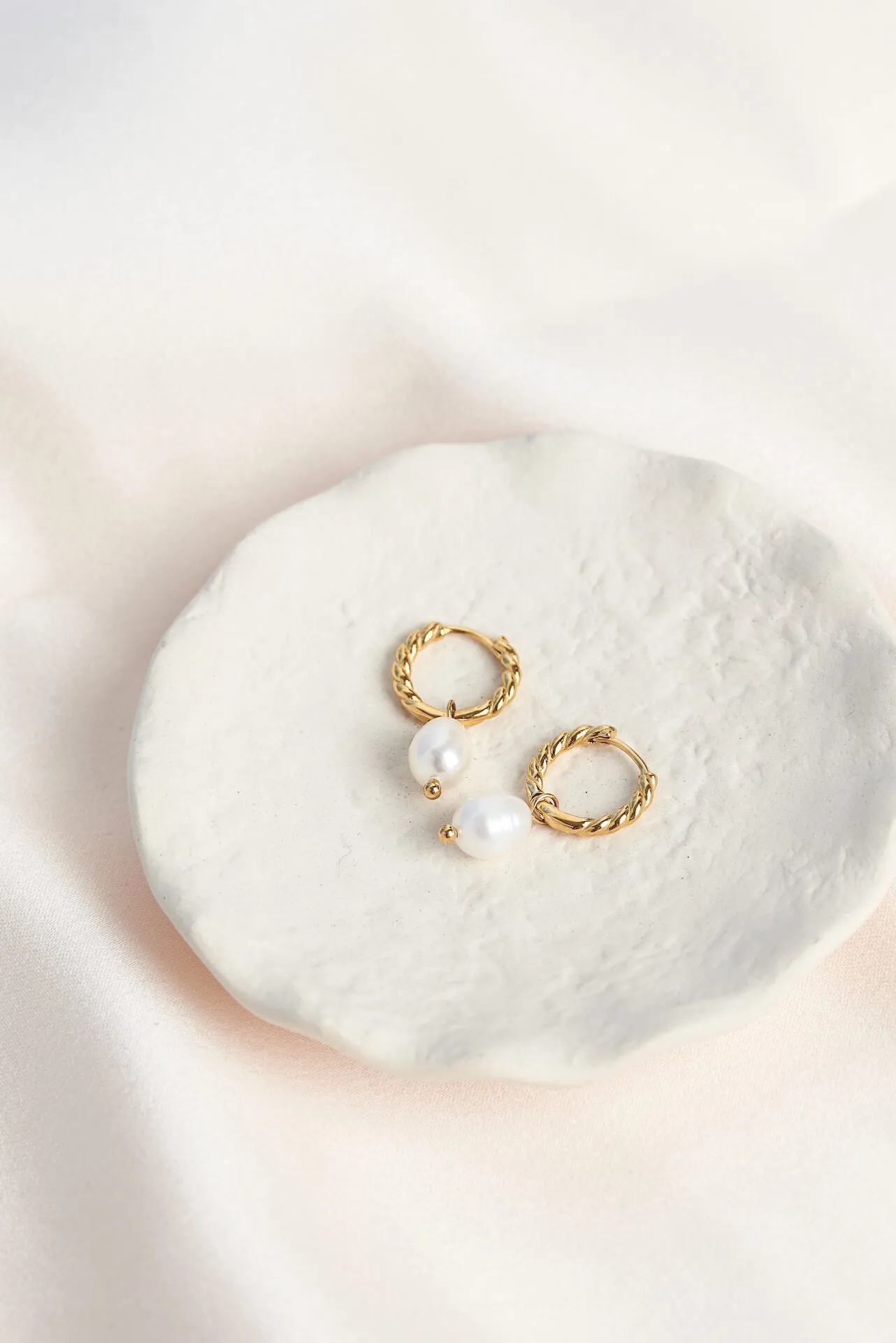 Gold Rope and Pearl Hoops