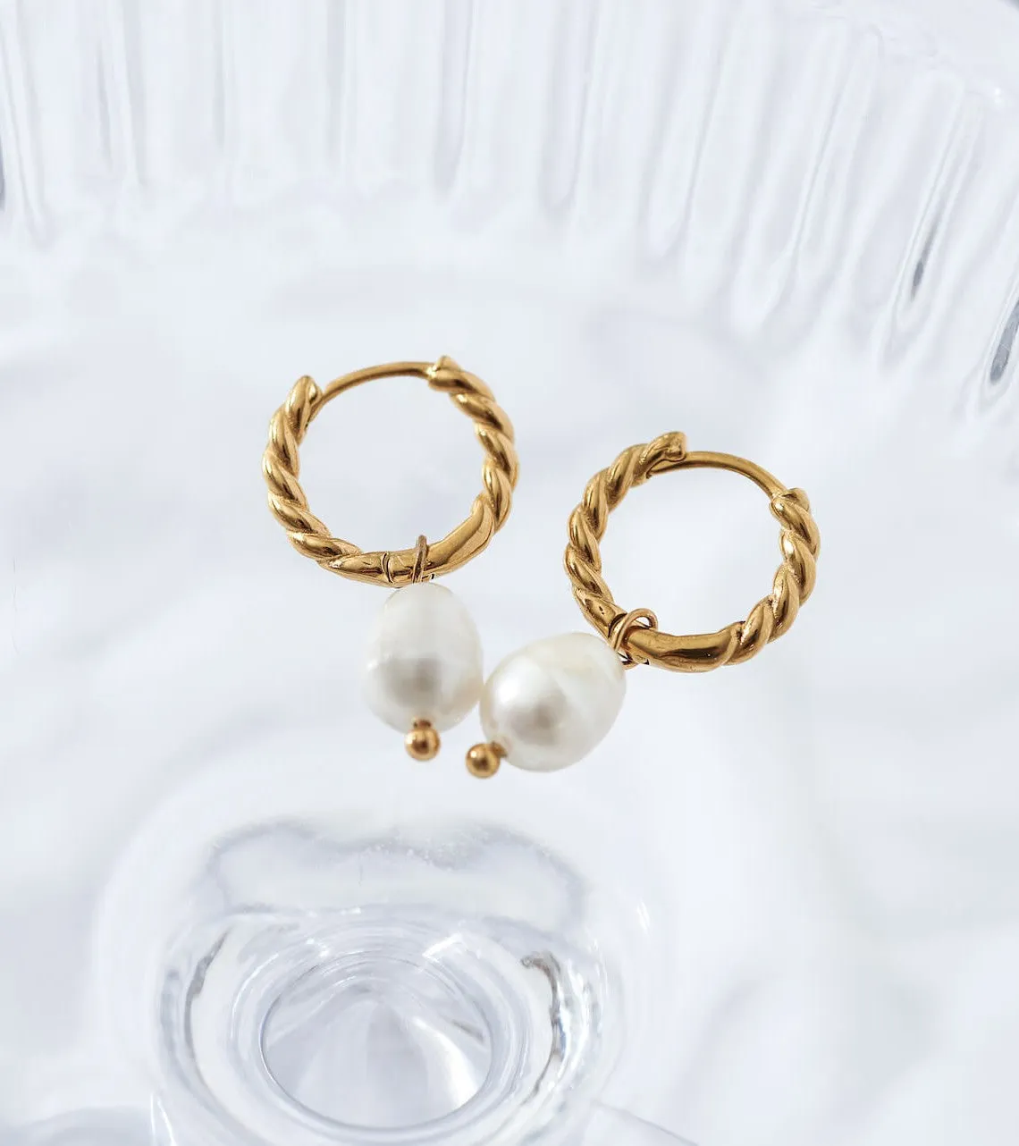 Gold Rope and Pearl Hoops