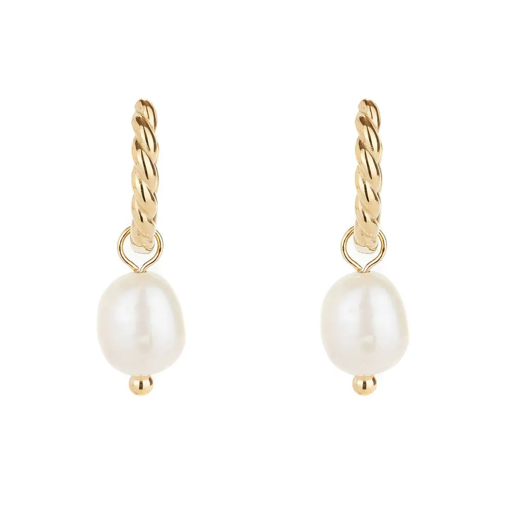 Gold Rope and Pearl Hoops