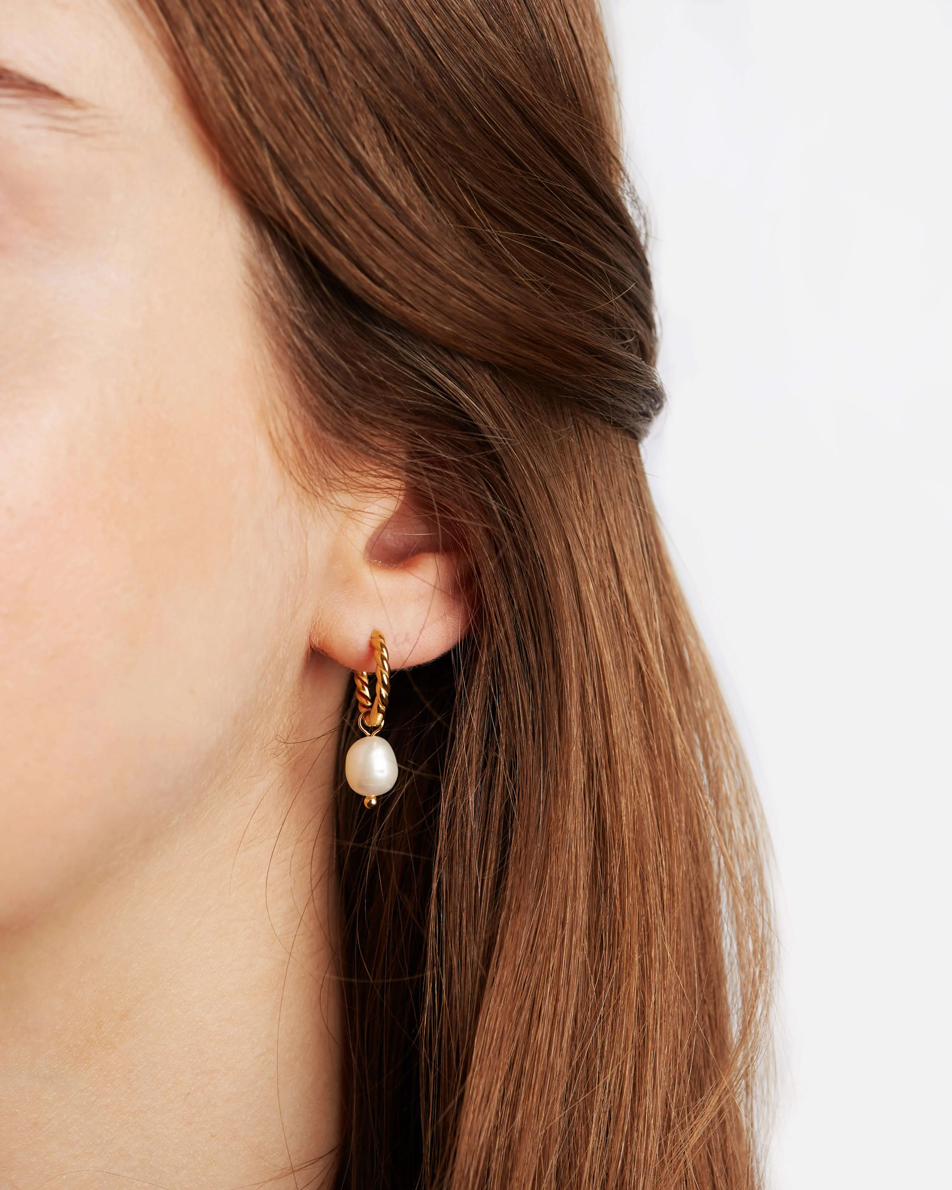 Gold Rope and Pearl Hoops