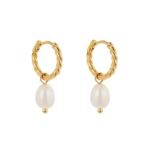 Gold Rope and Pearl Hoops