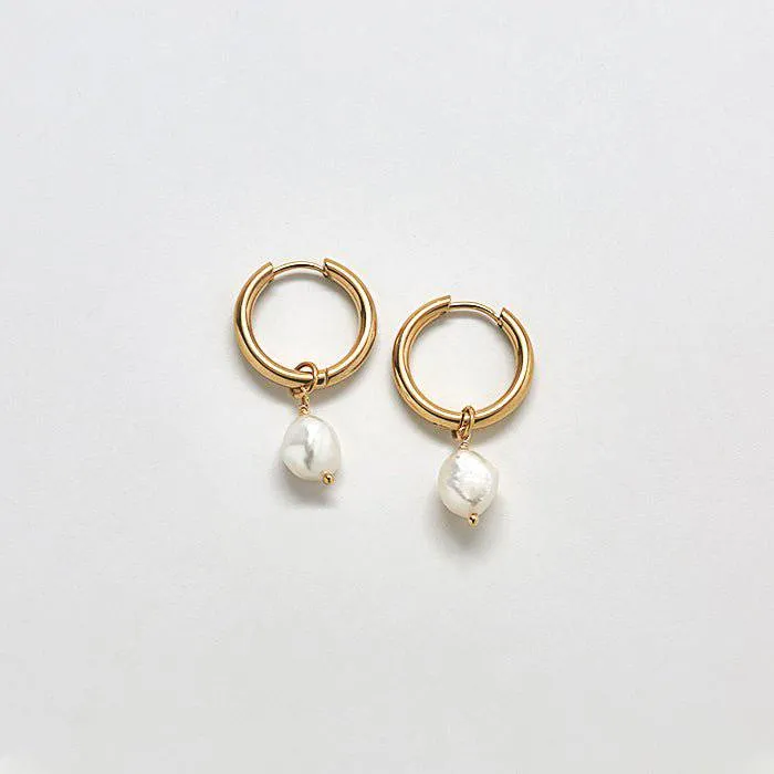 Gold Single Pearl Huggie Earrings - Best Seller