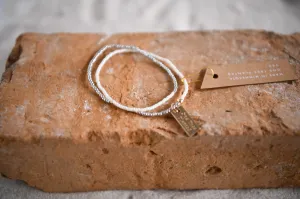 Golden Ocean White & Silver Seed Bead Double Wrap