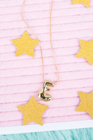 Goldtone Bubble Initial 'E" Necklace