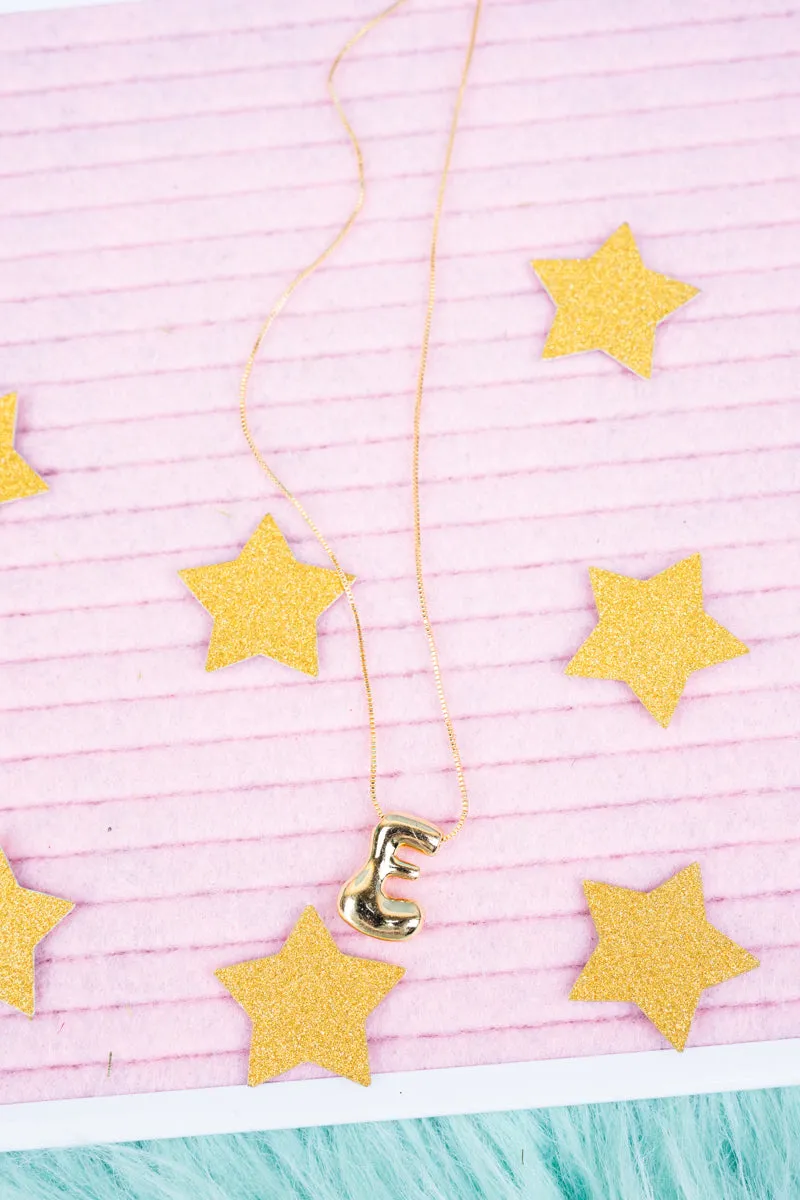 Goldtone Bubble Initial 'E" Necklace