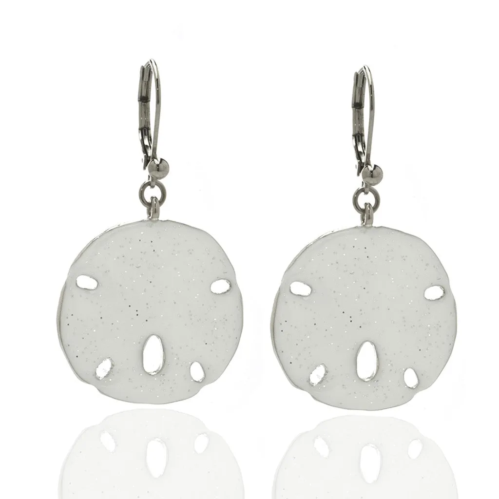 Goldtone Small White Enamel Shell Earrings