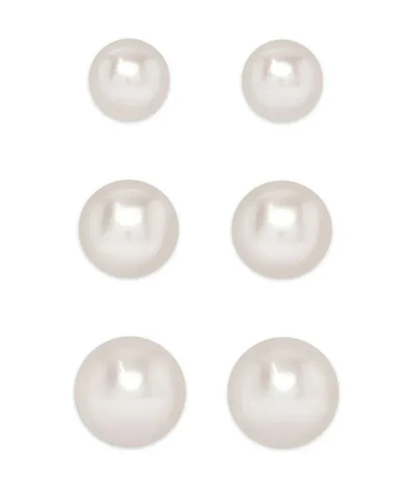 Graduated Freshwater Pearl Stud Set - Sterling Silver