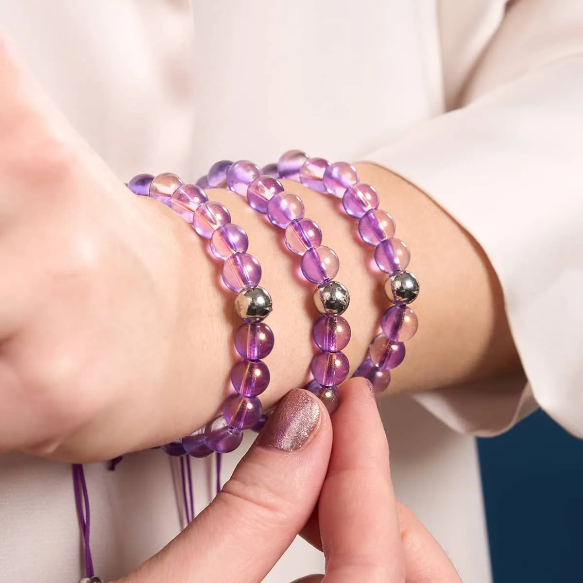 Grape Soda | Shimmer Glass | Macrame Bracelet