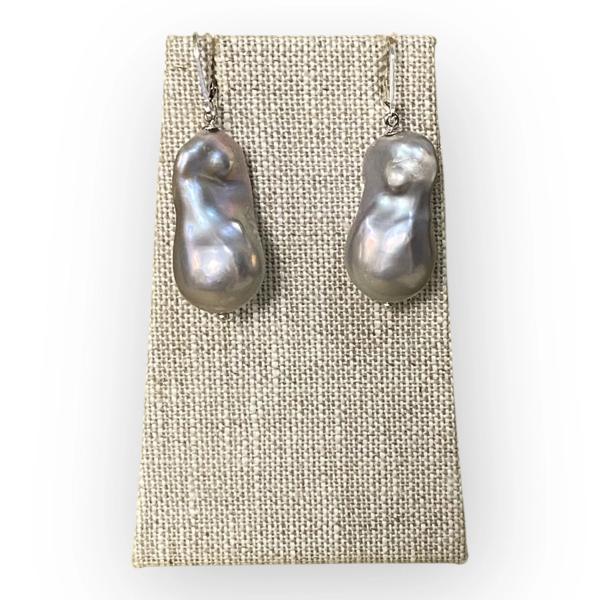 Grey Baroque Earrings | Sterling Silver