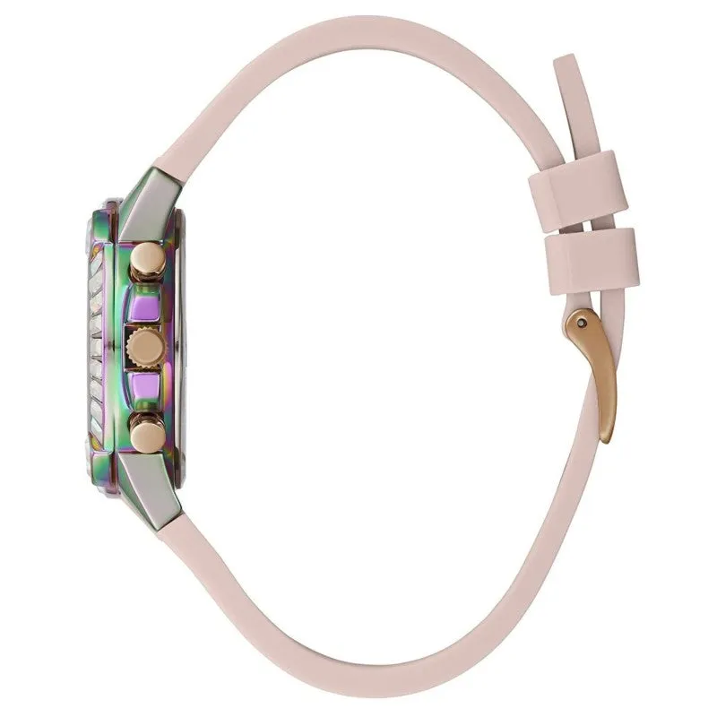 Guess Bombshell Ladies Semi-Transparent Dial Glitter Silicone Strap Watch
