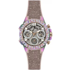 Guess Bombshell Ladies Semi-Transparent Dial Glitter Silicone Strap Watch