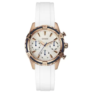 Guess Catalina White Silicone Strap White Dial Chronograph Quartz Watch for Ladies - W0562L1