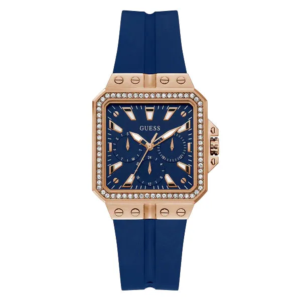 Guess Libra Blue Silicone Strap Blue Dial Quartz Watch for Ladies - GW0618L2