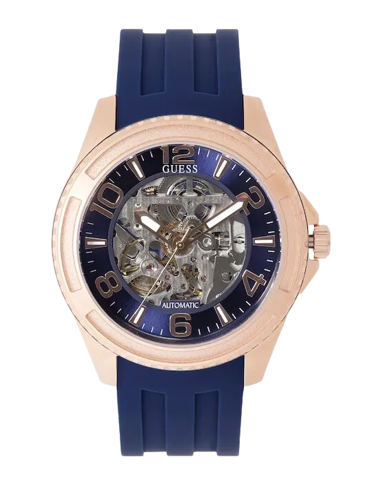 Guess Skeleton Automatic Silicone Strap Men's Watch W1178G3